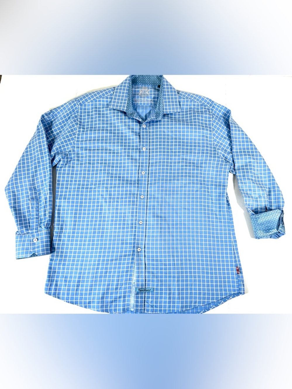 English Laundry Blue Grid Button-Down Mens Shirt